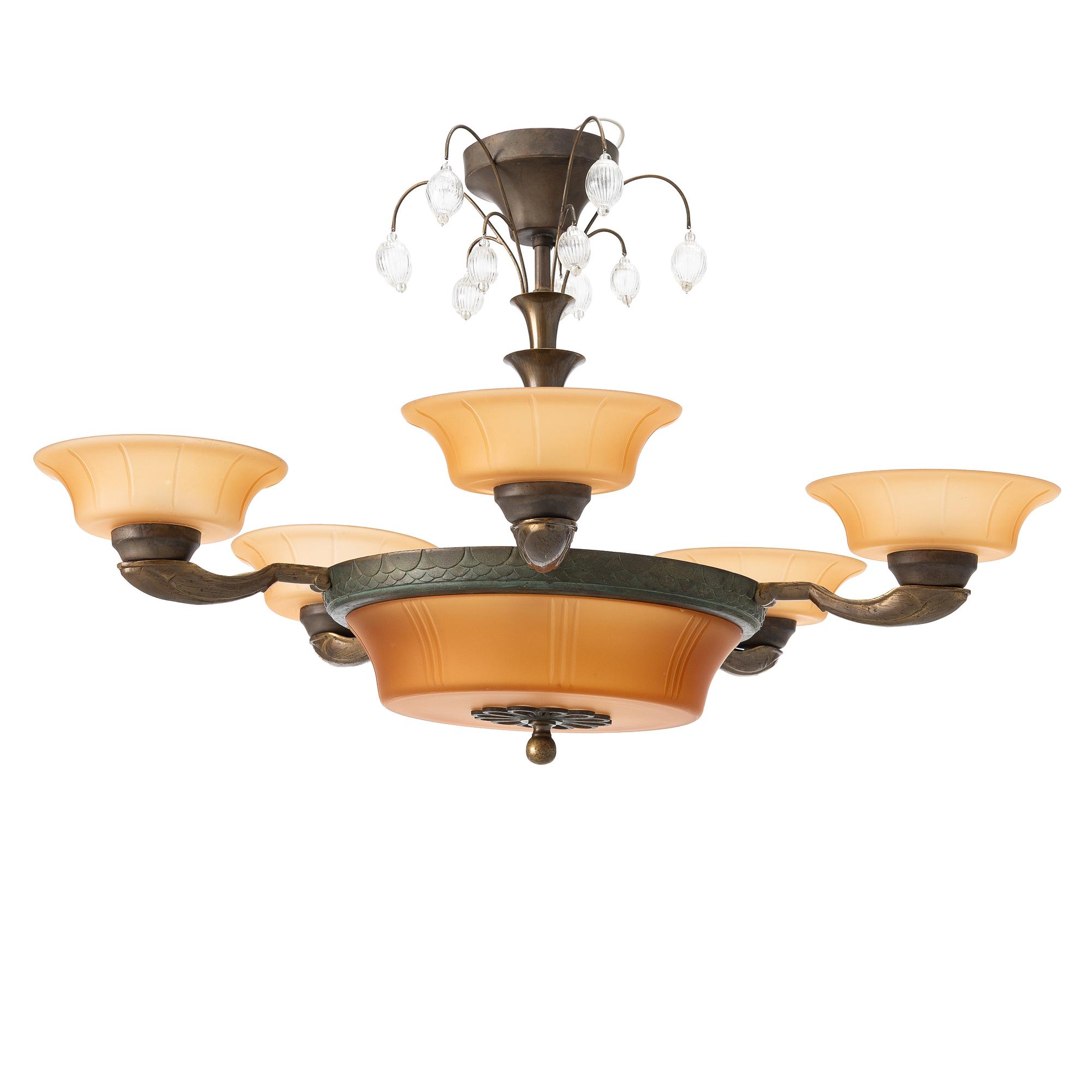 Malmö Metallvarufabrik, attributed to, a ceiling lamp, 1930s.