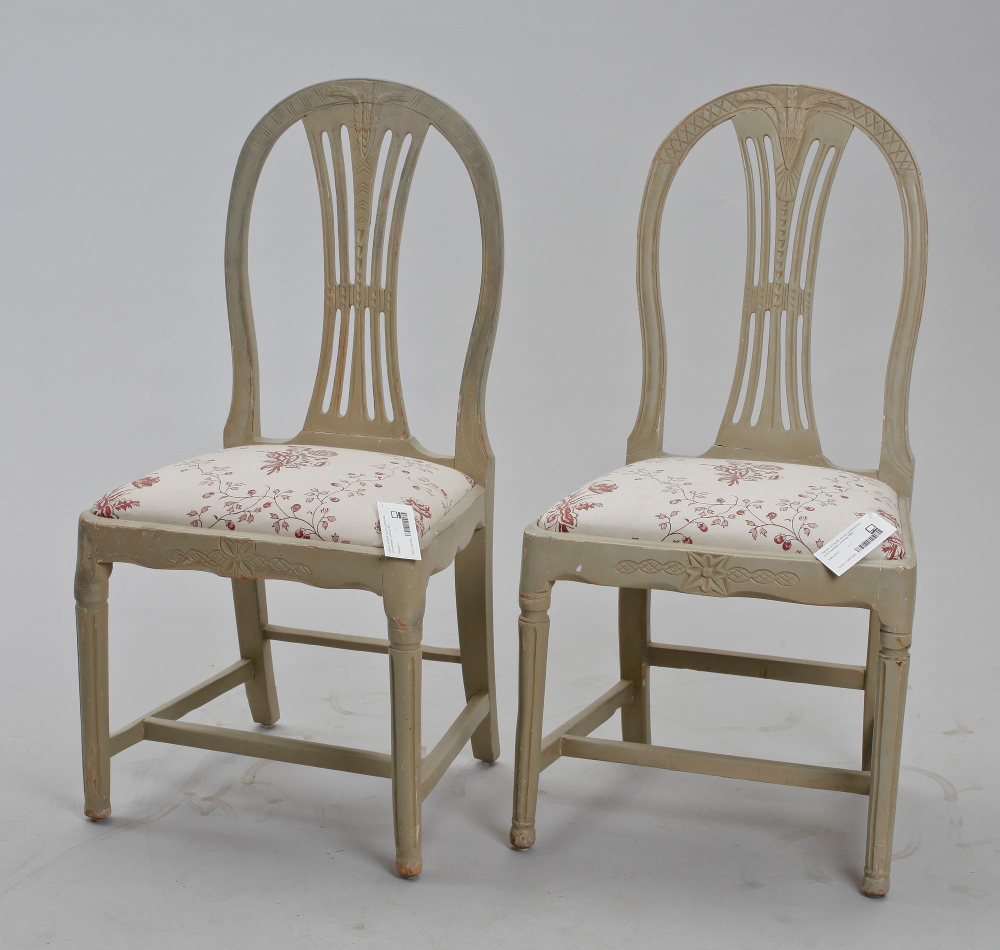 STOLAR, ett par, gustavianska provinsarbeten, omkring 1800.