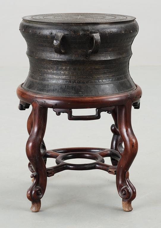 A bronze drum, Myanmar, presumably 17/18th Century.