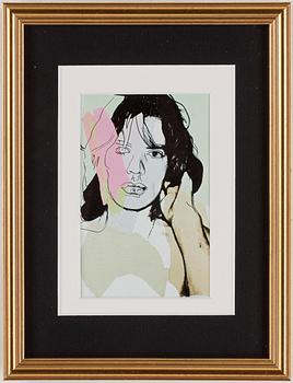 ANDY WARHOL efter, 3 st, färgoffsettryck, ANNOUNCEMENT CARD, Mick Jagger, 1975.