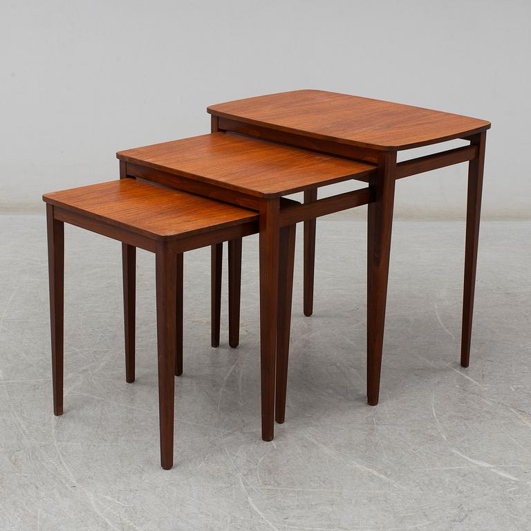 A Swedish three piece nesting table, Gärsnäs, 1960s.