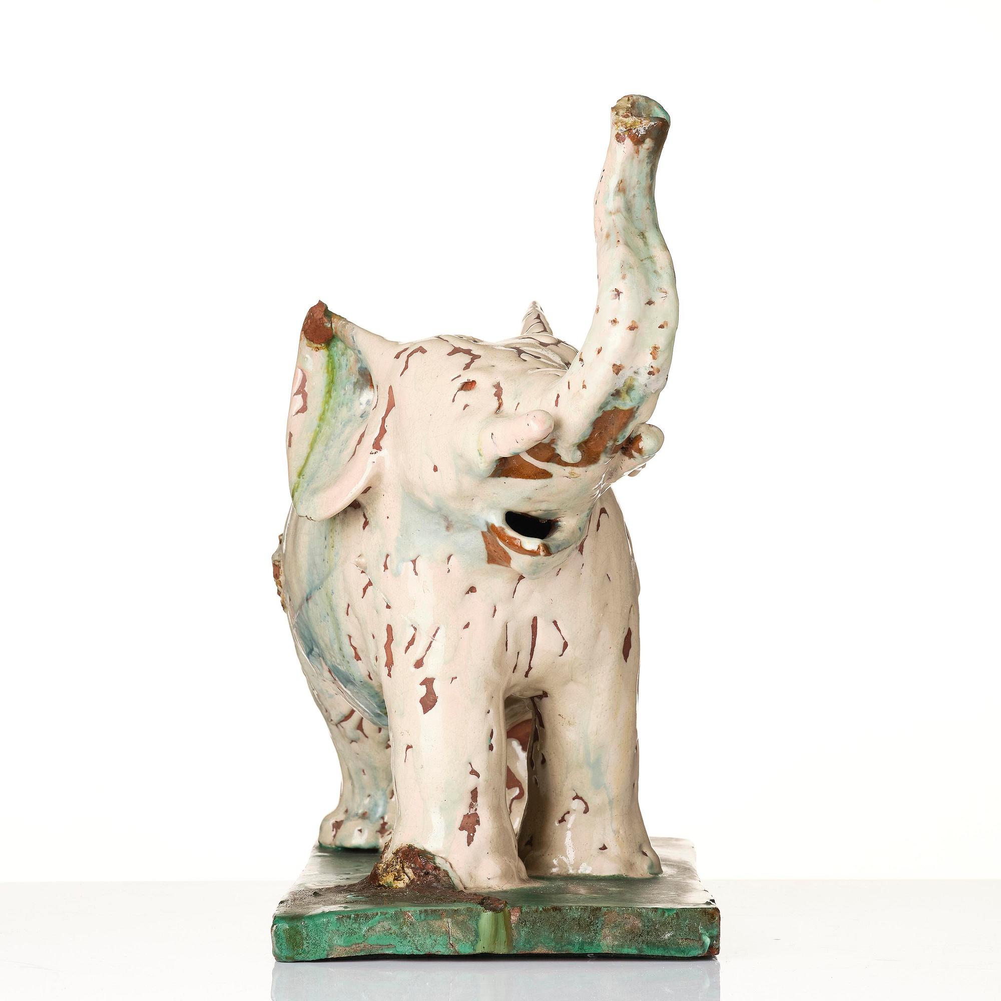 Allan Ebeling, a glazed ceramic sculpture of an elephant, Torshälla 1931.