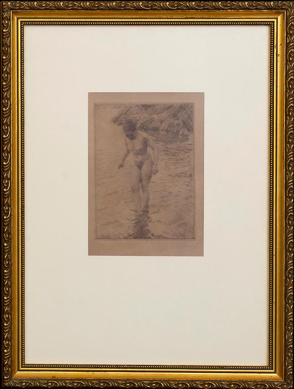 Anders Zorn, a signed etching from 1915.