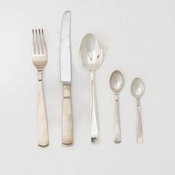 Jacob Ängman, bestickservis, 39 delar, silver, modell "Rosenholm", GAB, Stockholm och Eskilstuna, bl.a. 1945.