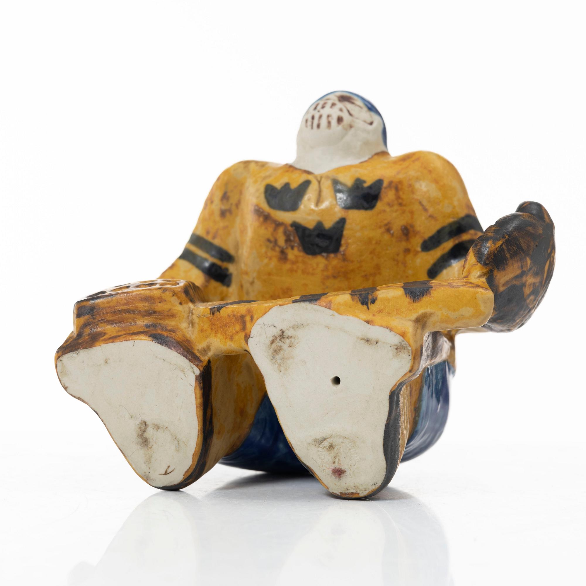 Lisa Larson, Figure, hockey goalkeeper, stoneware, Gustavsberg.