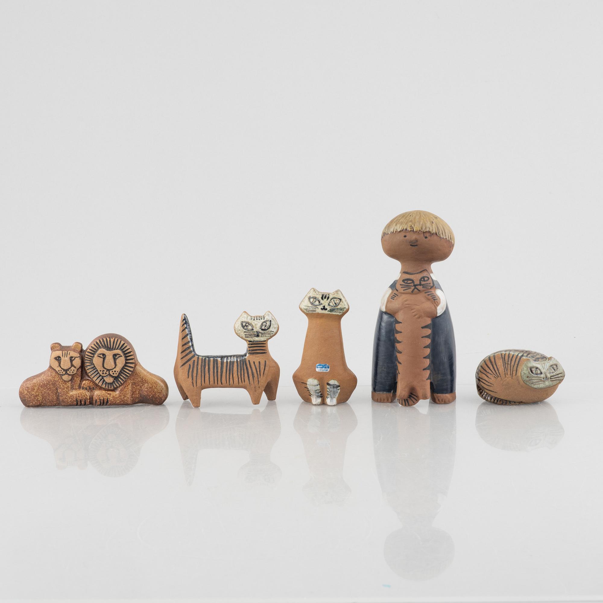 Lisa Larson, figurines, 5 pcs, stoneware, Gustavsberg