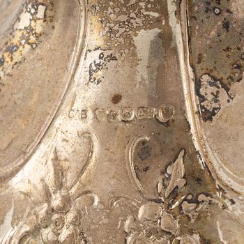 Ljusstakar, ett par, silver, barockstil, GAB, Stockholm, 1949.