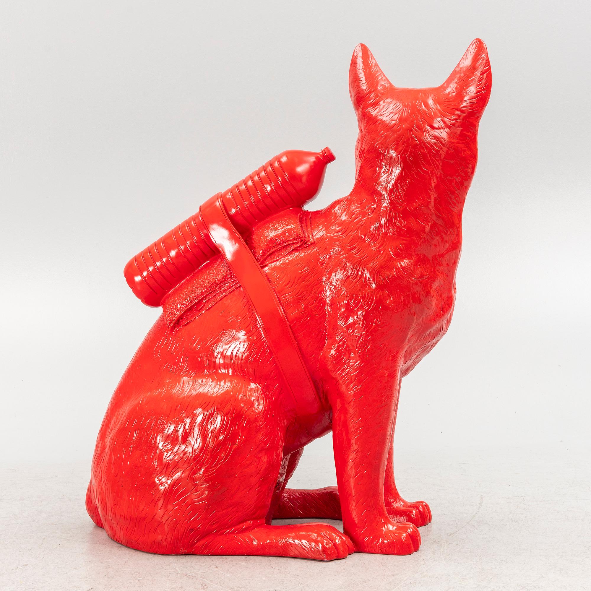 William Sweetlove, "Cloned Cat with pet bottle" (Red).
