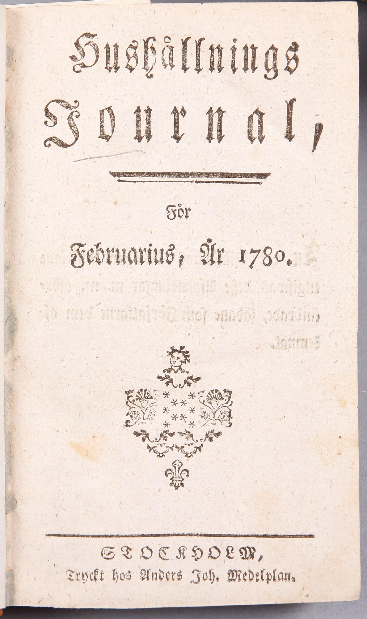 BÖCKER, 6 st, om lanthushållning, bla "Tankar wid skötseln och nyttan af boskap och fjäderfä..." av Jan Brauner, Stockholm 1756.