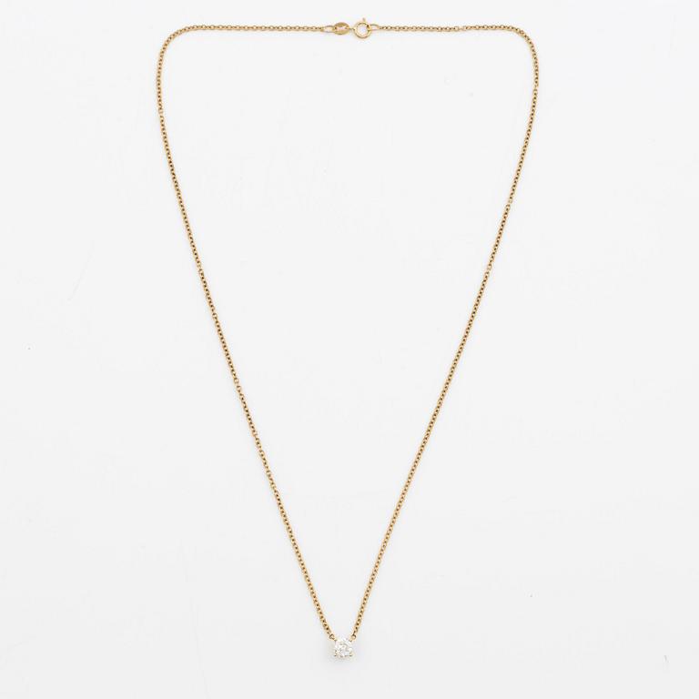 Necklace, single-stone pendant, 18K gold with old-cut diamond, accompanying IGI report.