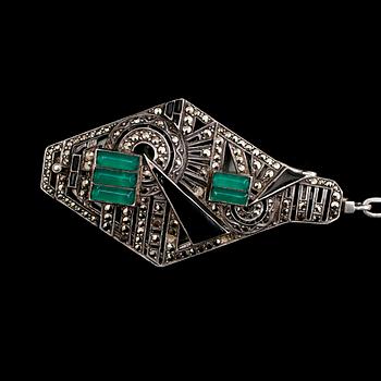 LORNJETT, med kedja, silver, art déco.