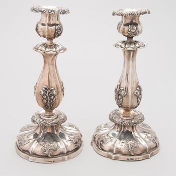 A Pair of Russian silver candlesticks. St. Petersburg, maker's mark CAS, assay master AT 1850.