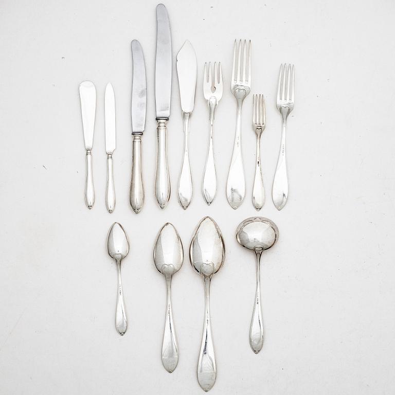 Cutlery service, 112 pieces "Swedish Pointed", various manufacturers, first half of the 20th century, with a fitted case.
