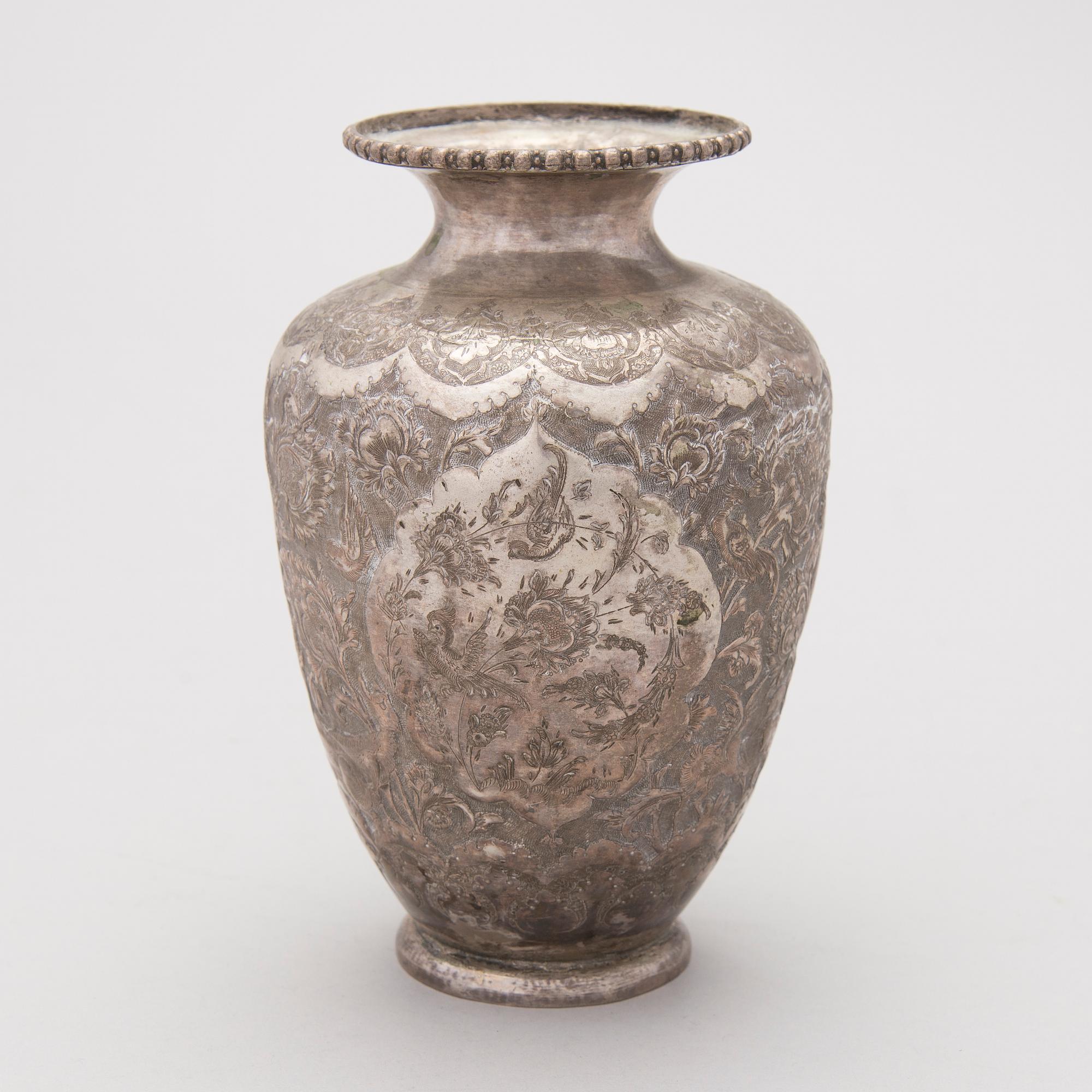 A Persian silver vase, around mid-20th Century.