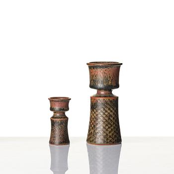Stig Lindberg, two stoneware vases, Gustavsberg Studio 1965.
