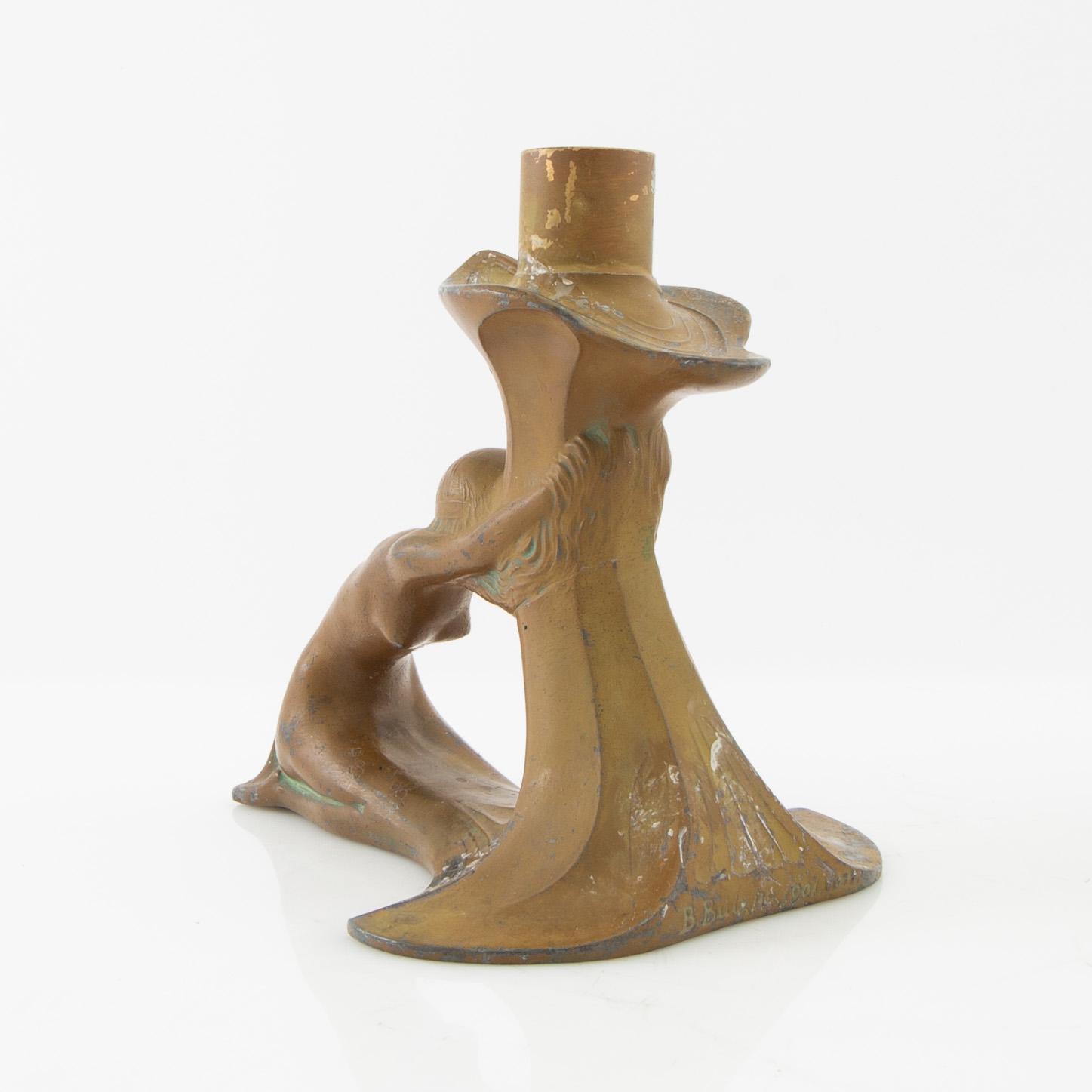 B Bulzke candlesticks, a pair, Jugend style, circa 1900.