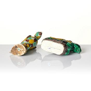 A group of sancai-glazed scholar's objects, Qing dynasty, Kangxi (1662-1722).