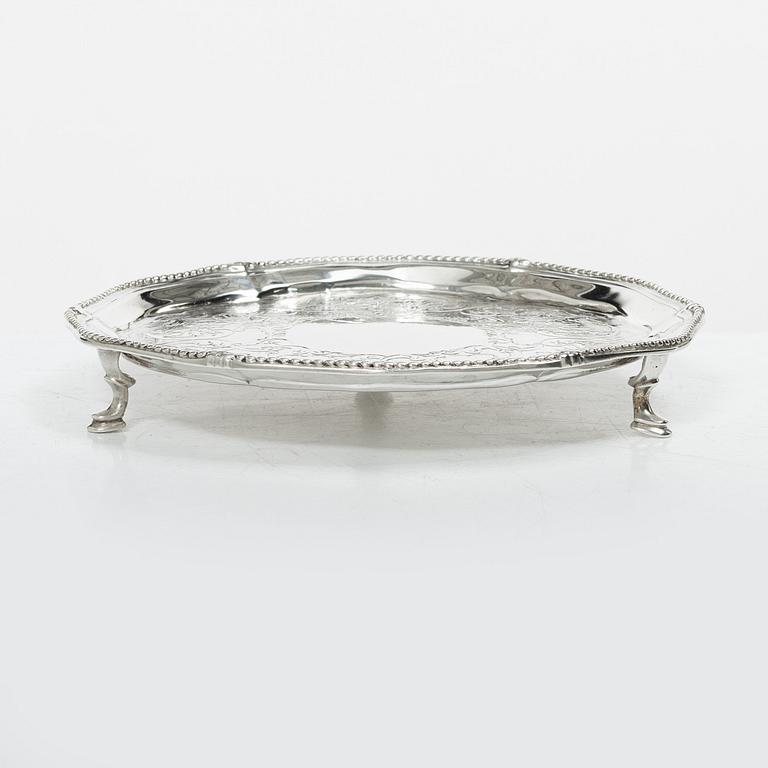 Salver, silver, London, England 1776, William Turton eller Walter Tweedie.