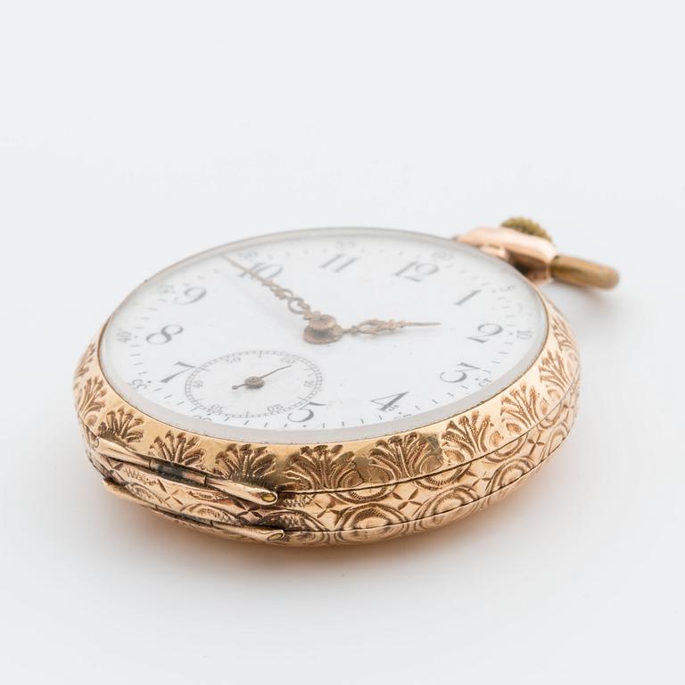 LADY'S POCKET WATCH, 14K gold, swiss mark '16 rubis'.