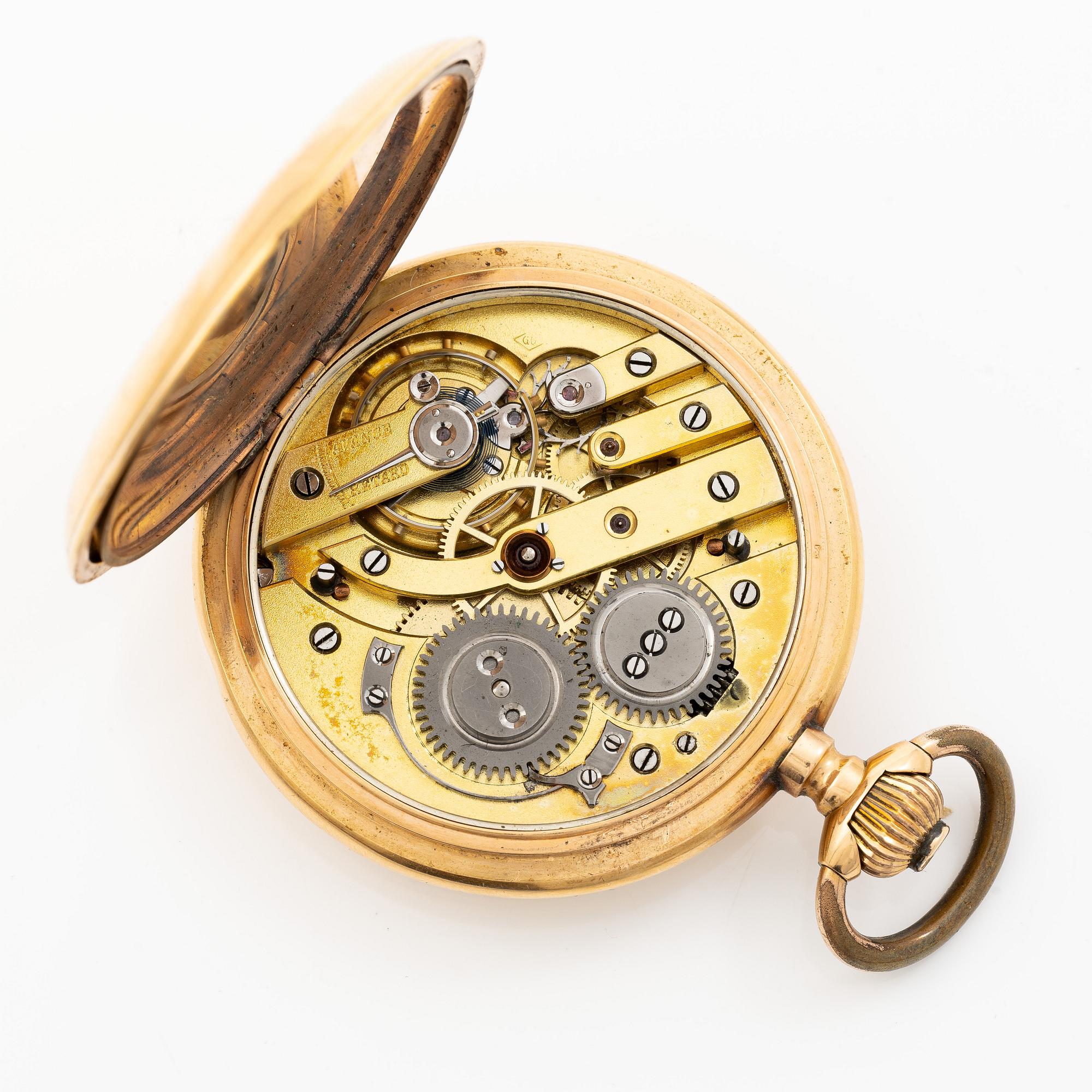 Pocket watch, hunter, 18K gold, 53 mm.