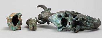 FIGURINER, 3 st, metall, Kina, 1900-tal.