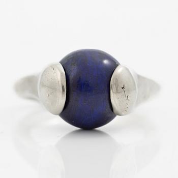 Ring, sterling silver with a blue spherical stone, Gävle 2015.