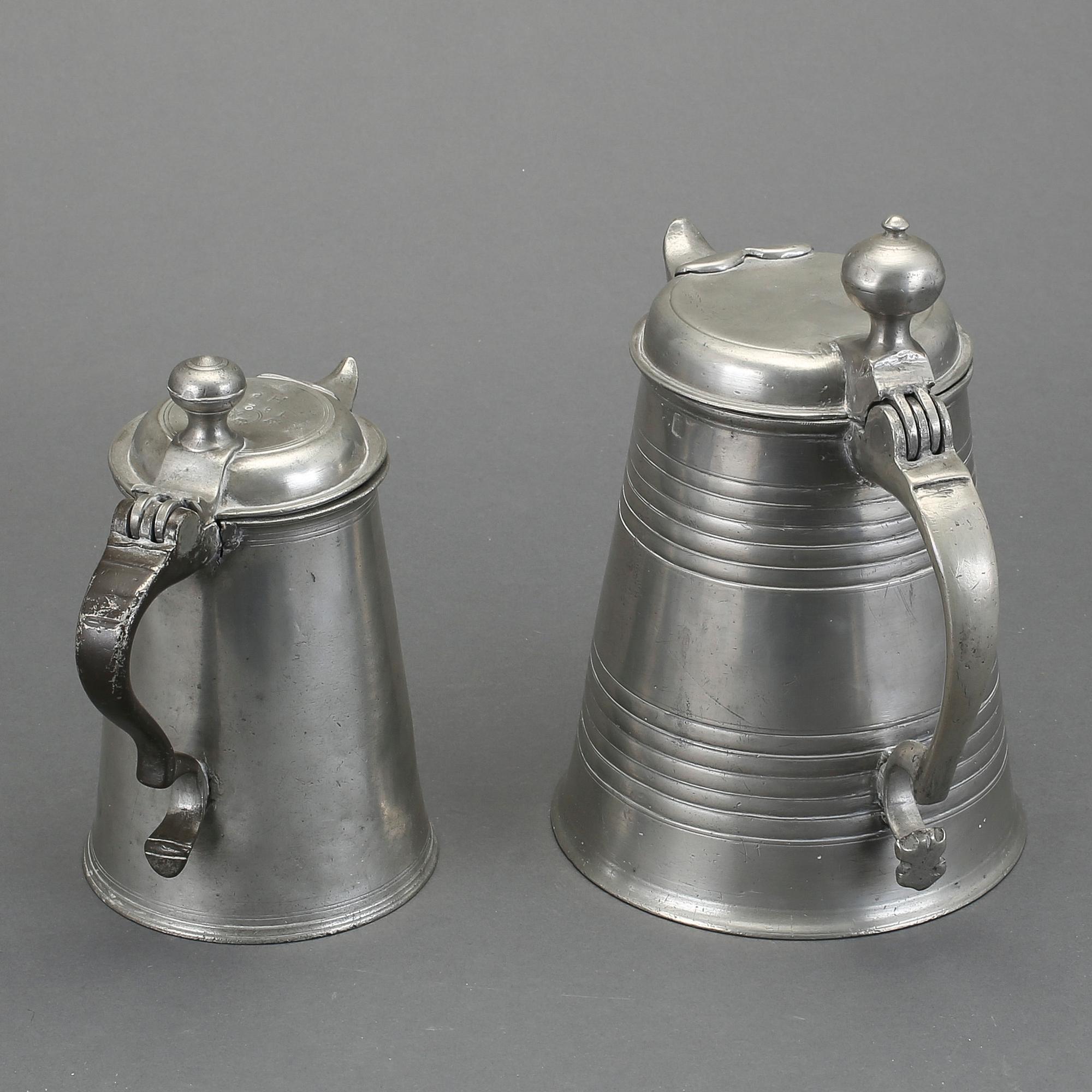 STOP, tenn, 2 st, 1800-tal. Varav en daterad 1825.