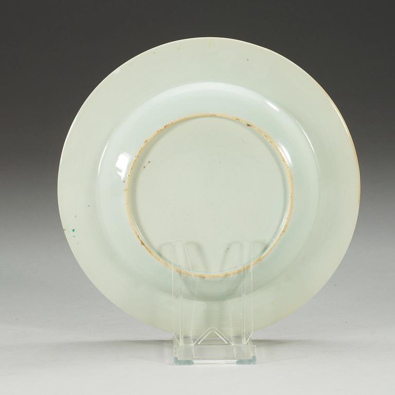 TALLRIKAR, 12 stycken, kompaniporslin. Qing dynastin, Qianlong (1736-95).
