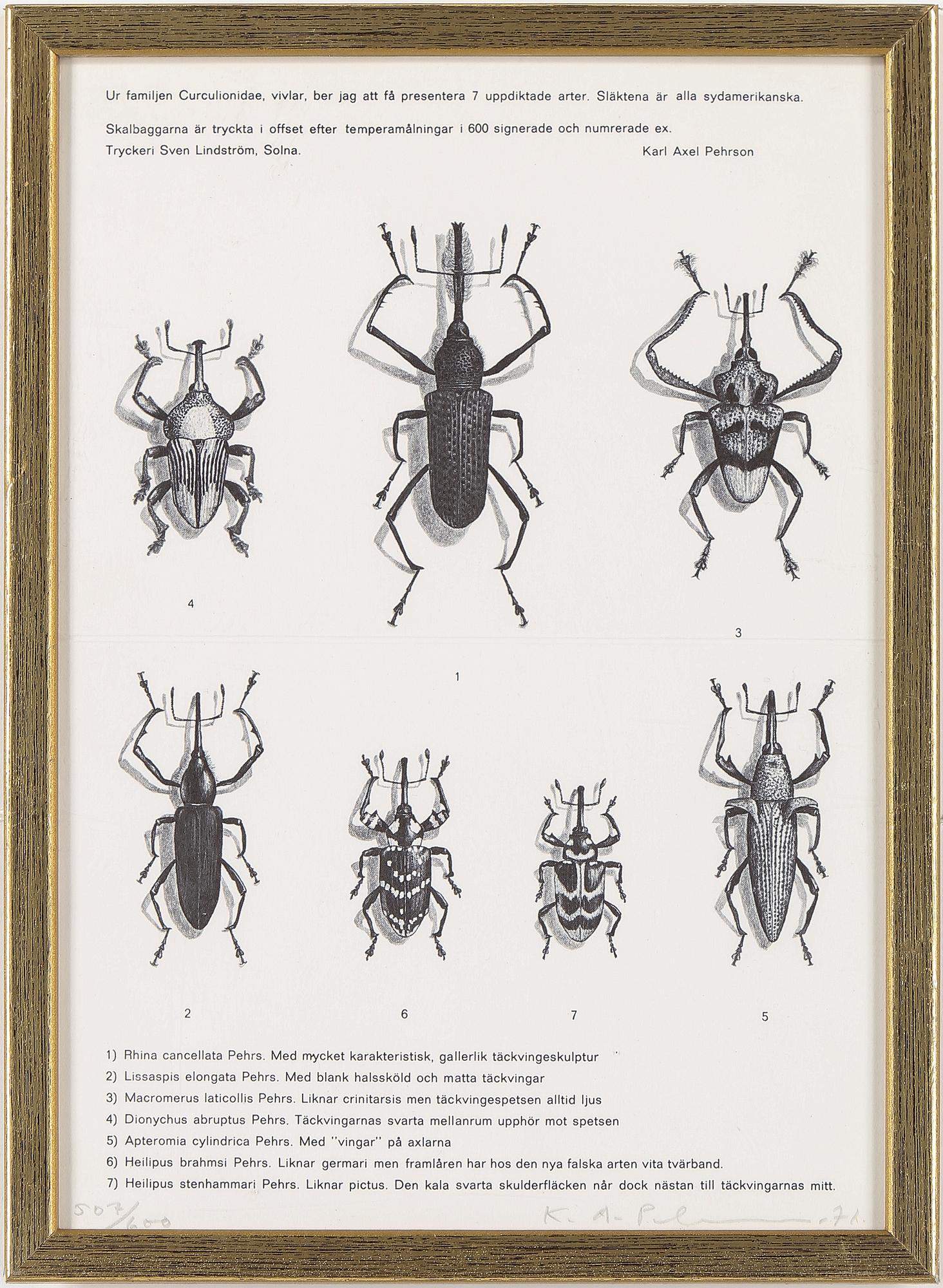KARL AXEL PEHRSON, 9 st, litografier, signerade, olika dateringar och numreringar.
