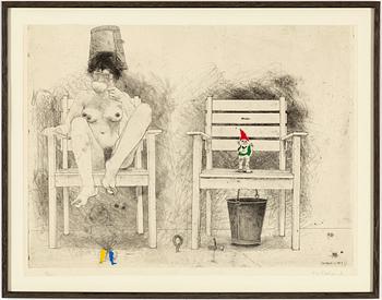 PG THELANDER, etching, in colours, 1975, signed 12/100.