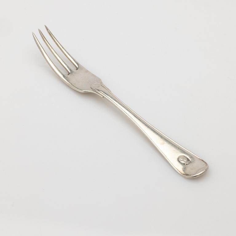 Pastry forks, 6 pcs, silver, Stockholm, 1793-1861.