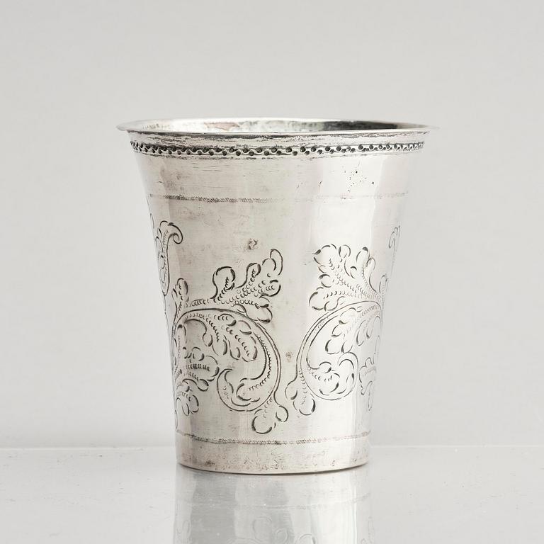 Anders Falck, bägare, silver, Jönköping 1725. Rokoko.