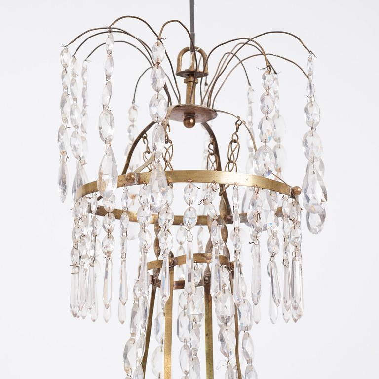 A late Gustavian five-light chandelier, early 19th century.