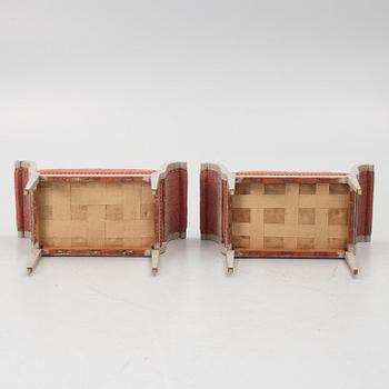 A pair of late Gustavian-style stools, ca 1900.