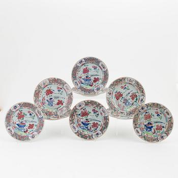 A set of nine Chinese famille rose plates, Qing dynasty, Qianlong (1736-95).