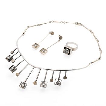 Jewellery set, 3 pieces, silver, Alton Falköping, 1967–1968.