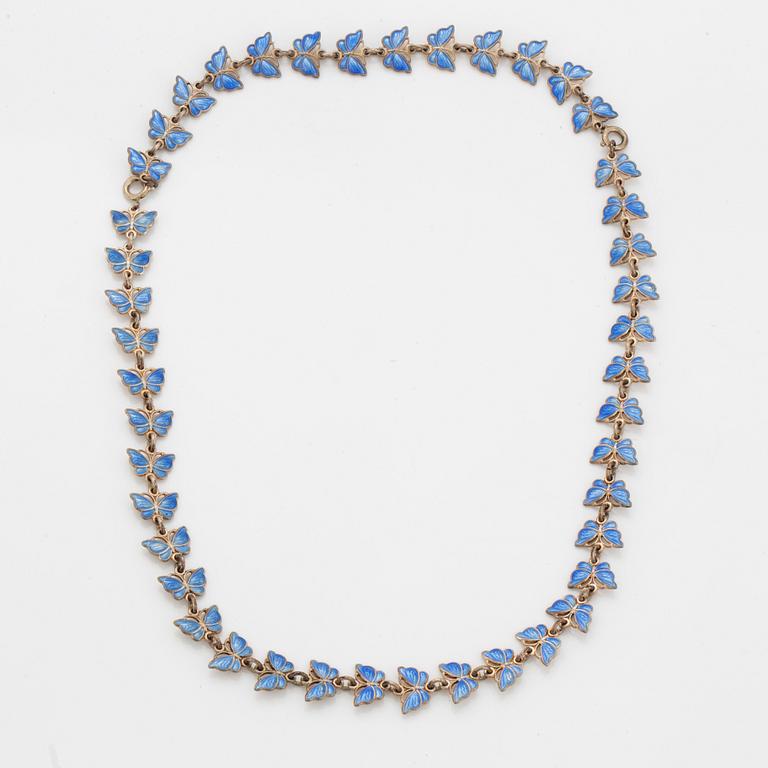 Collier, Volmer Bahner, sterlingsilver och blå emalj, Danmark.