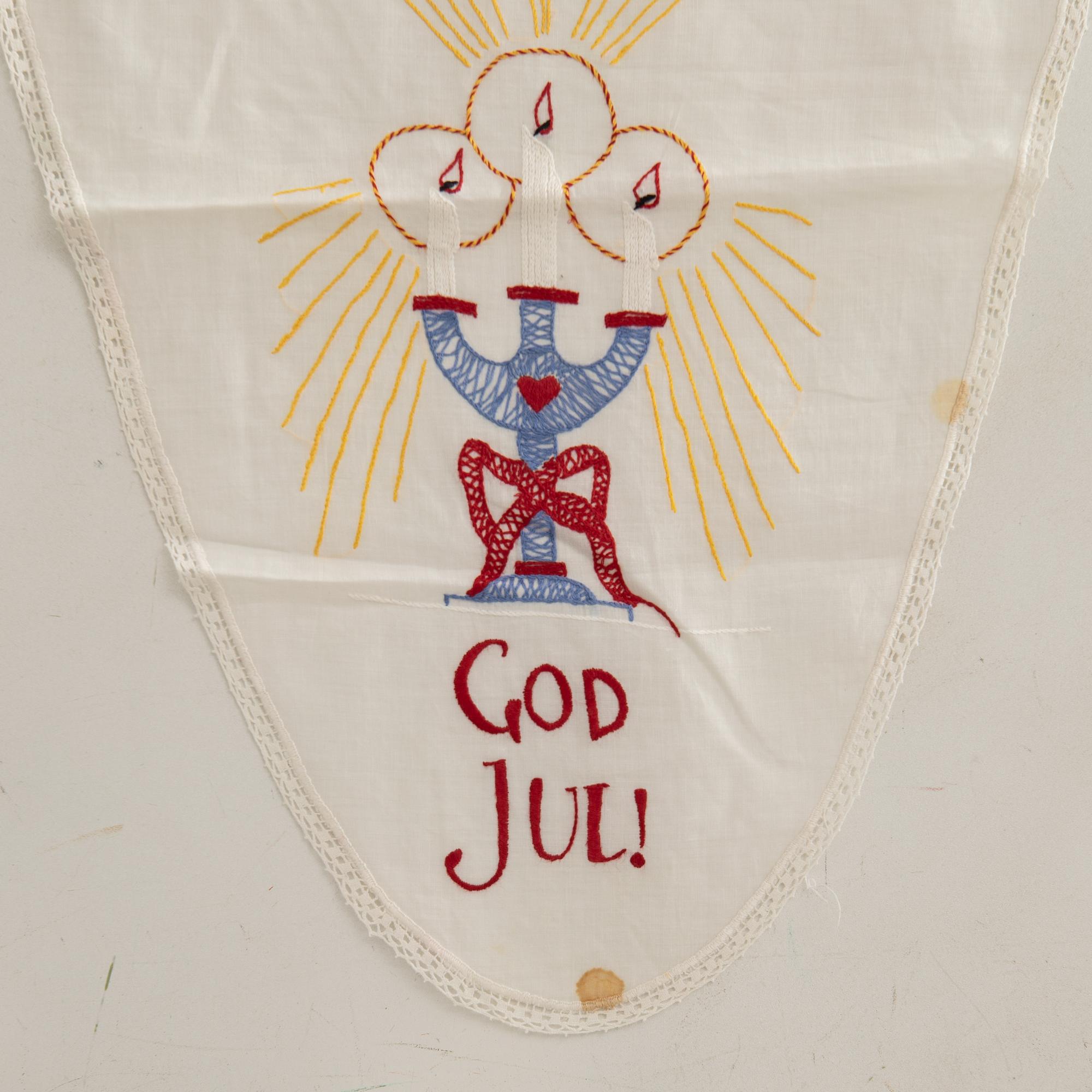 A collection of smaller Christmas tablecloths, runners, and wall hangings, approximately 34 pieces, mid/second half of the 20th century.