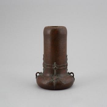 A Hugo Elmqvist Art Nouveau patinated bronze vase, by Elsa Kock, Stockholm, early 1900's.