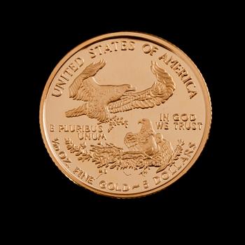 GULDMYNT, fine gold, 5 dollars, Liberty, USA 2004. Vikt ca 3 gram.