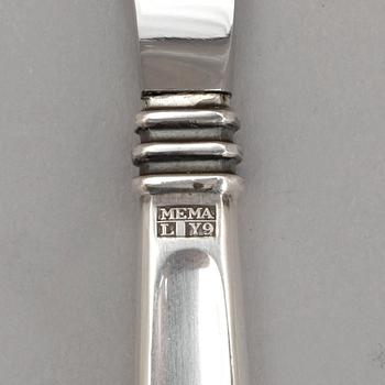 BESTICKSSERVISDELAR, silver, 36 delar, Mema, modell "Paris", design: Claes E Giertta, tot vikt, ca1240 gram inkl knivar.