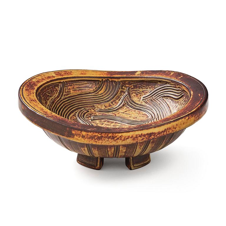 Wilhelm Kåge, a "Farsta" stoneware bowl, Gustavsberg Studio 1948.