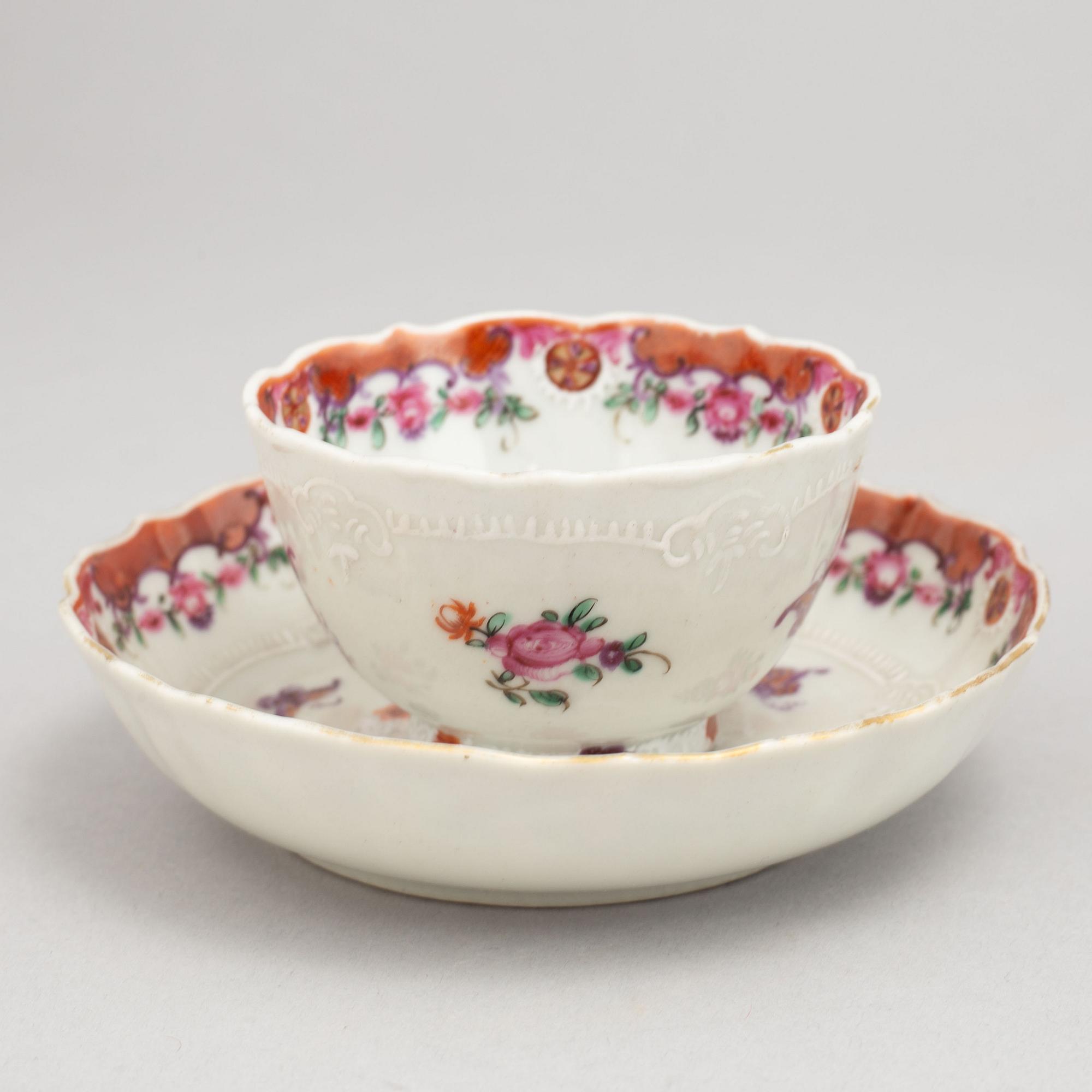 A set of seven famille rose cups with stands, Qing dynasty, Qianlong (1736-95).