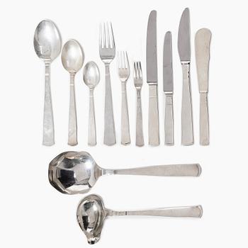 Jacob Ängman, A Swedish silver cutlery set, "Rosenholm", GAB, Stockholm and Eskilstuna 1958-1993 (60 pieces).