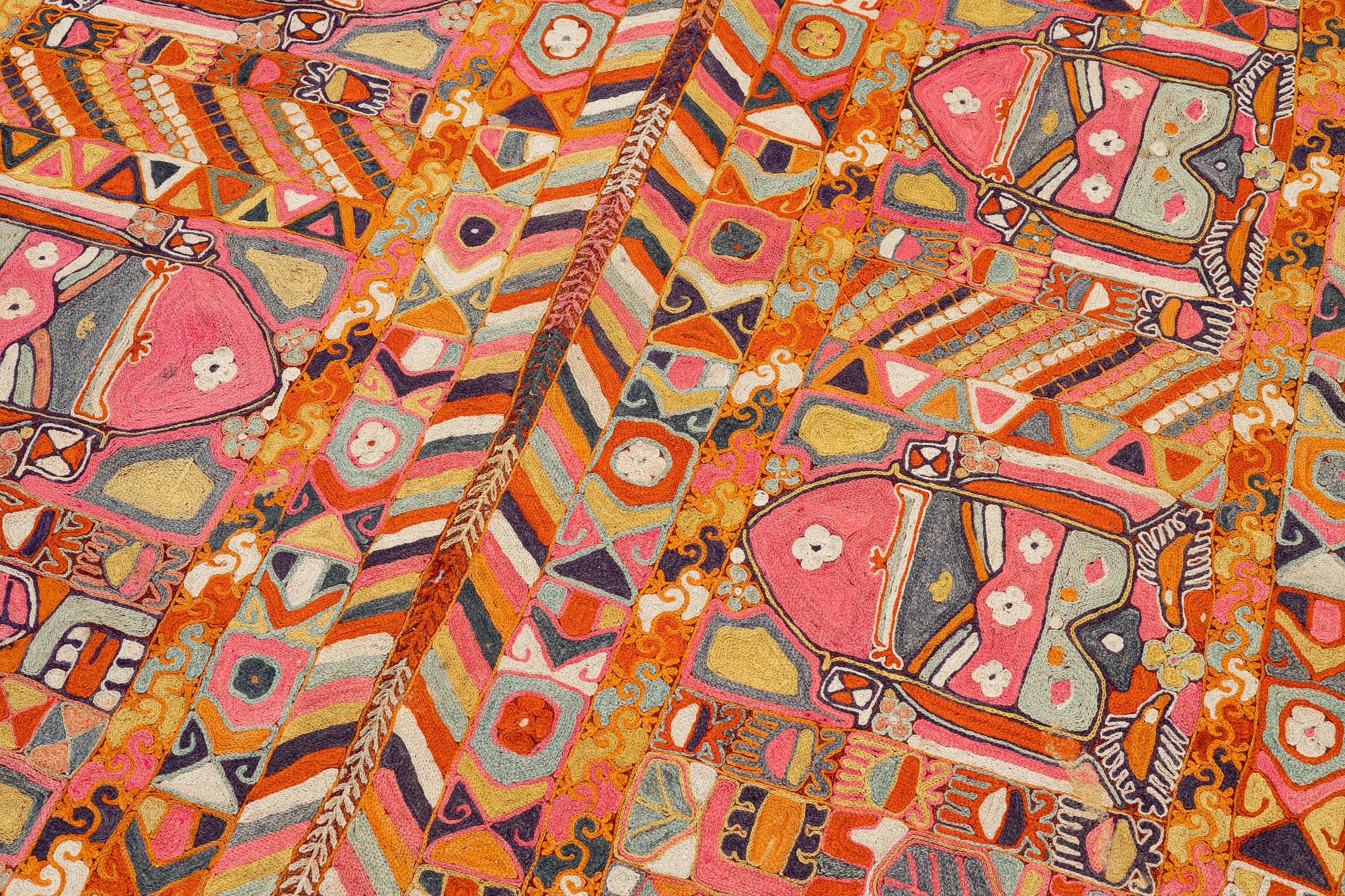 A semi-antique textile with embroideries, nomads, Iraq, c. 245 x 170 cm.