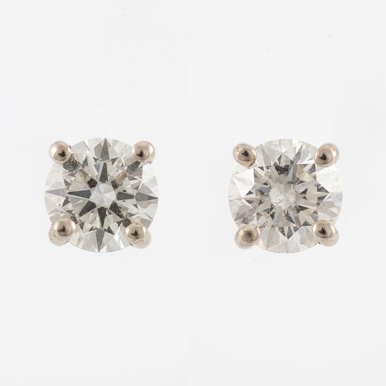 Earrings, a pair, 18K white gold with brilliant-cut diamonds totalling 0.46 ct,.