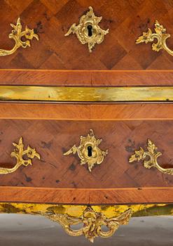 A rococo parquetry commode by C. Linning (master in Stockholm 1744-79).