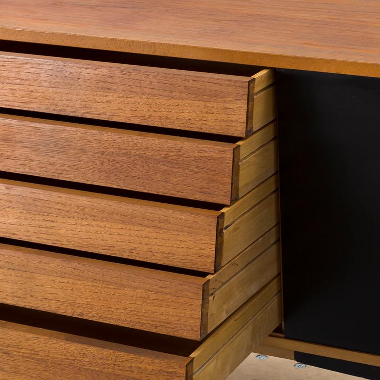 A teak sideboard with black details, by Troeds Sweden, 1960's.