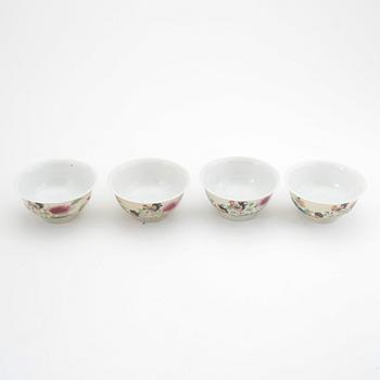 KOPPAR, 4 st, porslin, Kina 1800-tal.