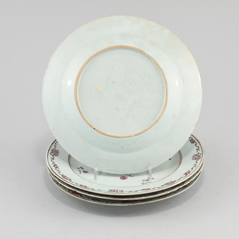 TALLRIKAR, 4 st, porslin, Kina, 1700-tal.